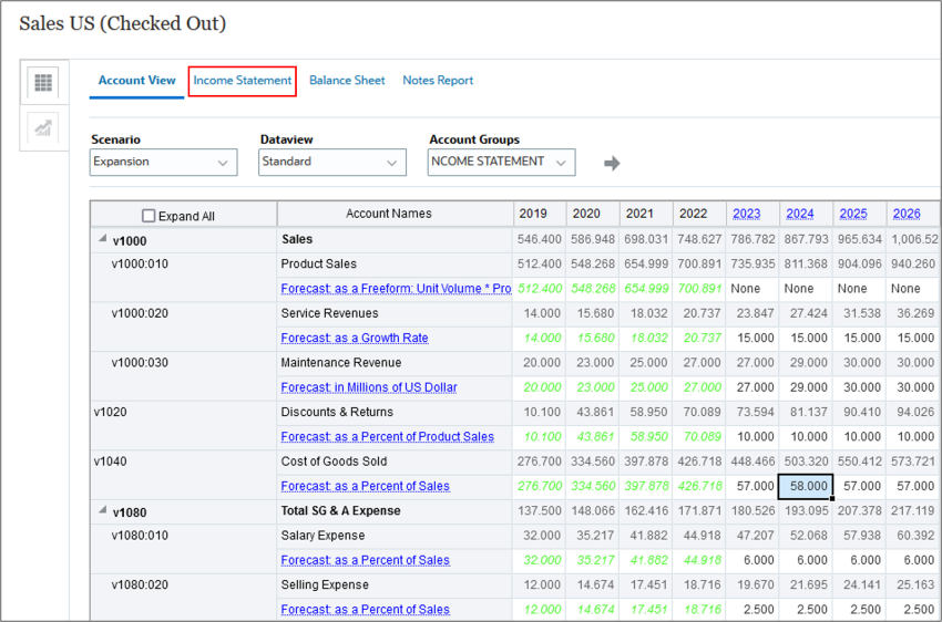 Account View IS Highlighted